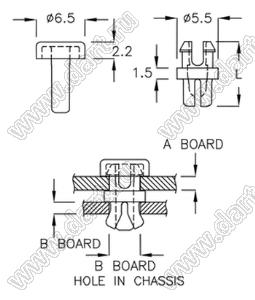 SRQM-4C пистон монтажный; L=8,6мм; нейлон-66 (UL); черный