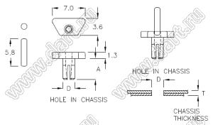 STR-4C пистон монтажный; нейлон-66 (UL); черный