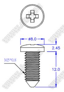 MEP-07 пистон монтажный; A=8,85мм; D=7,0мм; PC (UL); черный