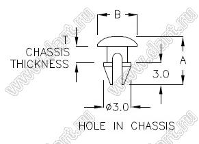 PGMB-8DK пистон монтажный; A=8,5мм; нейлон-66 (UL); натуральный