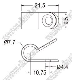 CC-53 фиксатор кабеля с креплением винтом M5; натуральный; нейлон-66 (UL)