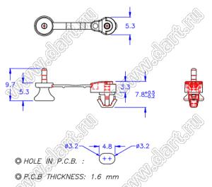 SRTC-4A пистон монтажный; A=9,7мм; нейлон-66 (UL); черный