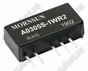 A0305S-1WR2 преобразователь DC-DC Mornsun; Uвх=3,3 (2,97-3,63)В; Uвых=±5В; Iвых=±100мА; 78%