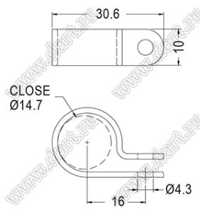 CC-46 фиксатор кабеля с креплением винтом M5; натуральный; нейлон-66 (UL)