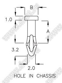 PGMB-05F пистон монтажный; A=5,6мм; нейлон-66 (UL); натуральный