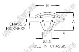 PGMBM-1A пистон монтажный; A=5,95мм; нейлон-66 (UL); натуральный