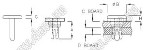 SRFK-2C пистон монтажный; A=5,4мм; нейлон-66 (UL); черный