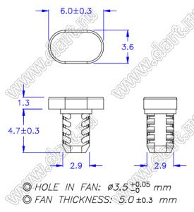 PGMBT-06 пистон монтажный; A=4,7мм; нейлон-66 (UL); черный