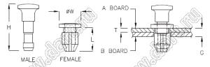 PGLH-1 фиксатор платы; ØA=6,0мм; нейлон-66 (UL) + полиуретан PU (UL); натуральный, черный