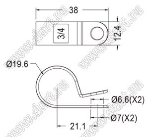 CC-49 фиксатор кабеля с креплением винтом M5; натуральный; нейлон-66 (UL)