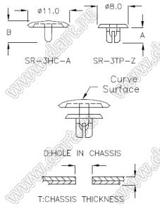 PGSR-3HC-A пистон монтажный; A=4,0мм; PC (UL) + нейлон-66 (UL); белый + натуральный