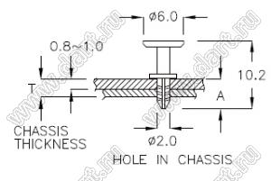 PGMB-014 пистон монтажный; A=4,6мм; нейлон-66 (UL); натуральный