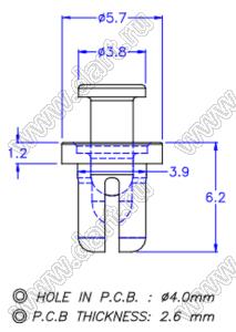 SRMF-4C пистон монтажный; A=5,0мм; нейлон-66 (UL); натуральный