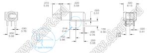 TS-6-TE1Q-H переключатель рычажный угловой миниатюрный ON-OFF; I max=3А