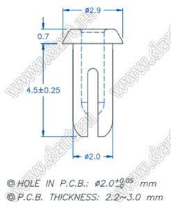 PGSR-2DS пистон монтажный; A=4,5мм; нейлон-66 (UL); черный