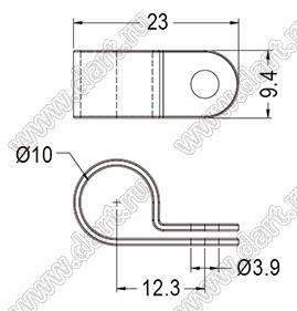 CC-54 фиксатор кабеля с креплением винтом M5; натуральный; нейлон-66 (UL)