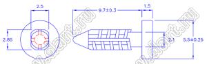 PGMB-011 пистон монтажный; A=9,7мм; нейлон-66 (UL); натуральный