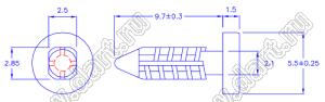 PGMB-011 пистон монтажный; A=9,7мм; нейлон-66 (UL); натуральный