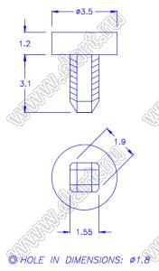 PGMB-14Q пистон монтажный; A=3,1мм; нейлон-66 (UL); натуральный