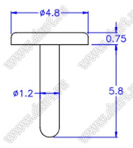 SRFK-2RT пистон монтажный; A=5,0мм; нейлон-66 (UL); натуральный