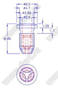 PGLH-01H фиксатор платы; ØA=4,6мм; нейлон-66 (UL) + полиуретан PU (UL); натуральный, черный