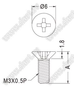 M3-18FPK винт с потайной крестовой головкой; M3x0,5; L=18,0мм; полиэфиркетон PEEK (UL); натуральный