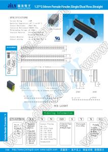 2206SB-096G-85 розетка прямая двухрядная на плату для монтажа в отверстия; 96-конт.; P=1,27x2,54мм