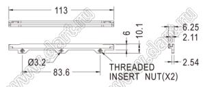 CGLN-113-M2 направляющая платы; M2x0,4; L=113,0мм; PC + ABS (UL); черный