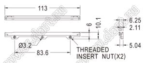 CGLM-113V0B направляющая платы; M3x0,5; L=113,0мм; PC + ABS (UL); черный