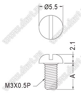 MI3-18PK винт пластиковый; M3x0,5; A=18,0мм; полиэфиркетон PEEK (UL); натуральный