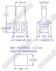 PGDL-20A пластиковый фиксатор защелки; POM (UL); натуральный