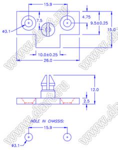 PGDL-10A пластиковый фиксатор с винтовым креплением; нейлон-66 (UL); натуральный