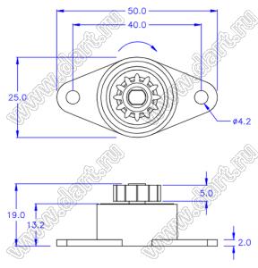 PG-50-600 пластиковый поворотный демпфер с высоким крутящим моментом; PC (UL); POM