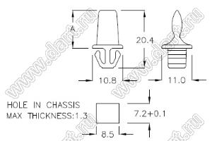 PGDL-20A пластиковый фиксатор защелки; POM (UL); натуральный