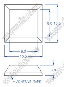 T110803 ножка приборная; 10,5x8,0x3,0мм; силиконовая резина; черный