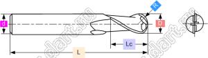 BN5520040201002F фреза шаровая стандартной длины; D=20мм; Lc=40мм; 2 канавки