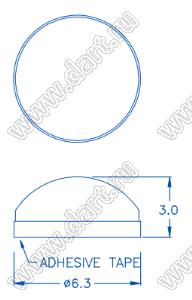 S0603 ножка приборная; A=Ø6,3мм; C=3,0мм; силиконовая резина; черный