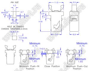PGDL-700F пластиковый фиксатор; нейлон-66 (UL), PC(UL); черный, серый