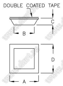 T110803 ножка приборная; 10,5x8,0x3,0мм; силиконовая резина; черный