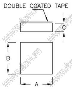 L181202 ножка приборная; A=10,0мм; B=12,0мм; C=2,5мм; силиконовая резина; черный