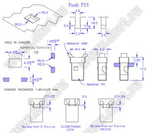 PGDL-220C пластиковый фиксатор; нейлон-66 (UL); черный