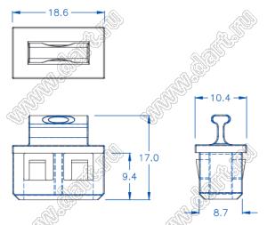 NEC-18 заглушка разъема; A=18,6мм; B=8,85мм; нейлон-66 (UL); черный