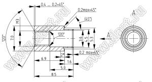 БА8.226.331-01 (ЮПИЯ.713361.010-01 втулка резьбовая резьбовая развальцовочная (бонка) сквозная с длинной резьбой; М3; сталь оцинкованная