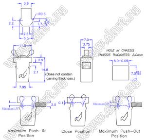 PGDL-100C пластиковый фиксатор; нейлон-66 (UL), PC(UL); черный, серый