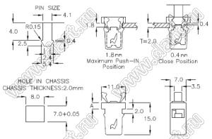 PGDL-150C пластиковый фиксатор; нейлон-66 (UL), PC(UL); черный, серый