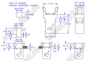 PGDL-400H пластиковый фиксатор; нейлон-66 (UL), PC(UL); черный, серый