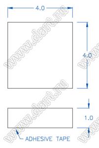 L040401 ножка приборная; A=4,0мм; B=4,0мм; C=1,0мм; силиконовая резина; черный