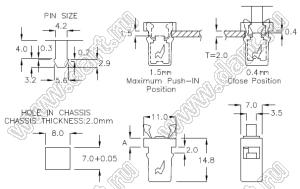 PGDL-400H пластиковый фиксатор; нейлон-66 (UL), PC(UL); черный, серый