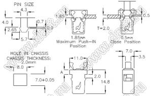 PGDL-700F пластиковый фиксатор; нейлон-66 (UL), PC(UL); черный, серый