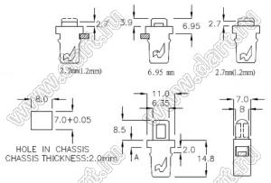 PGDL-400P пластиковый фиксатор; нейлон-66 (UL), PC(UL); черный